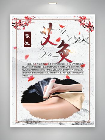  中国风艾灸养生保健展板海报
