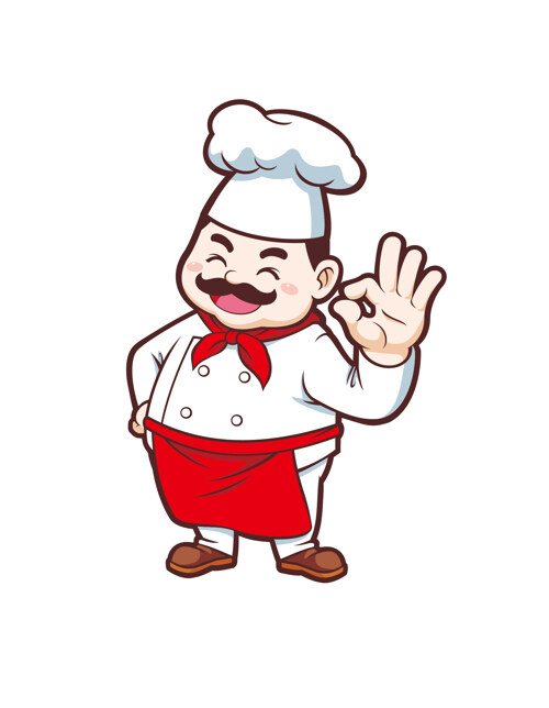 卡通餐饮中年男厨师做OK手势
