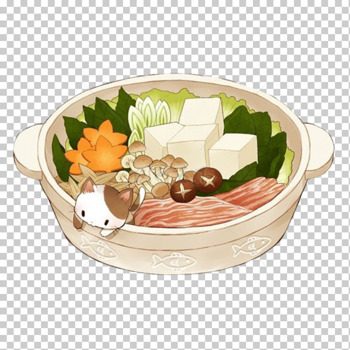 手绘白砂锅豆腐肥牛胡萝卜香菇寿喜锅美食