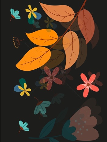 植物花纹 彩绘树叶
