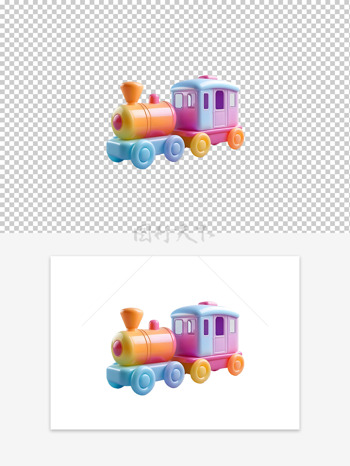 质感3D卡通彩色小火车图标