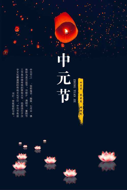 七月半放河灯祭祖祀中元节宣传海报