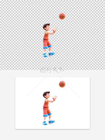 趣味可爱3D卡通红色球衣篮球少年