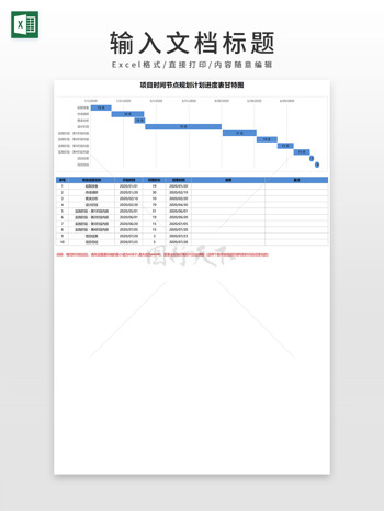 浅蓝色项目时间节点规划计划进度表甘特图