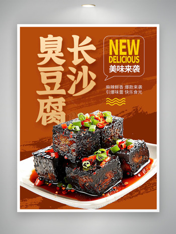 麻辣鲜香引爆味蕾长沙臭豆腐传统美食海报